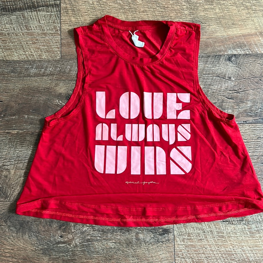 Spiritual Gangster technical crop tank “love always wins” 🌈